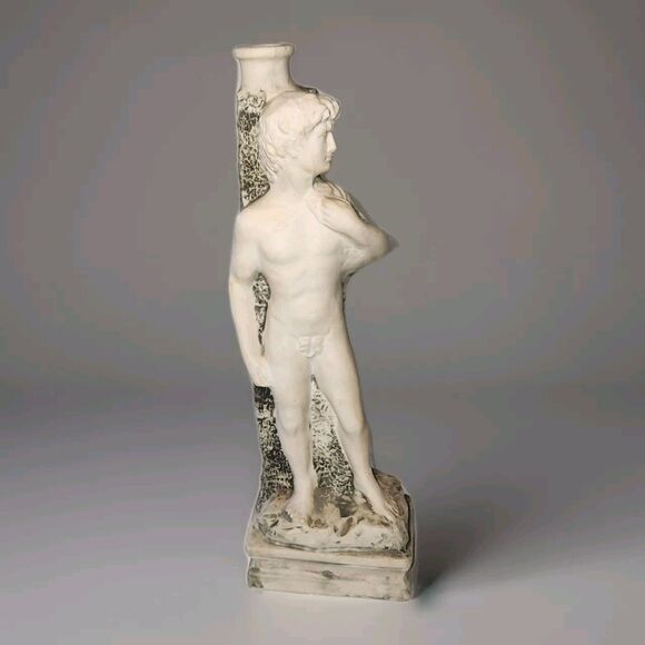 Vintage Decanter Statue David Michelangelo Handpainted Italy 13” Empty Vase - Picture 1 of 14